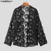 Camicie casual da uomo stile americano bello moda pizzo nappa streetwear cardigan a maniche lunghe camicetta S-5XL INCERUN Top 2024