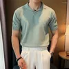 Herenpolo's 2024 Zomer Platte Kraag Ijs Zijde Gebreid Poloshirt Mannen Casual Zakelijke T-shirts Slanke Korte Mouw Sociale Kantoor Revers Tee tops