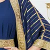 Etniska kläder marockansk 2 bit klänning muslim set eid mubarak djellaba ramadan kimono öppen abaya islamisk jalabiya turkiska dubai kaftan robe