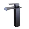 Rubinetti per lavandino del bagno Samoel Ottone quadrato Lavabo Miscelatore acqua fredda Rubinetto per montaggio su piattaforma Rubinetto in bronzo nero con foro singolo B3327