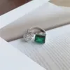 Pear Square Green Diamond Emerald Rings for Women 925 Sterling Silver Love Designer Ring Woman 8A Zirconia Jewelry Jewelry Daily Outfit Hift Box Depliable