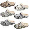 Slippers Winter Men Warm Furry Slides Camouflage Waterproof Non-Slip Indoor Home Cotton Shoes Male C Newest Summer With Box sz 36-45