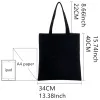 Fransız Bulldog Canvas Black Shop Tote Çanta Yeniden Kullanılabilir Omuz Bezi Kitap Çanta Hediye Çantası H86L#