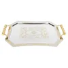 Decorative Figurines Tray Stainless Steel Plating Plate Makeup Vanity Table Rectangular Storage Organizer