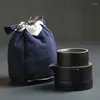 Set di articoli per il tè 1 pentola 2 tazze Set di bicchieri da viaggio per ufficio in ceramica all'aperto Tazze da tè cinesi portatili Gaiwan regalo squisito