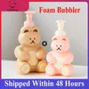 Dispensador de sabão líquido, desenho animado, urso, espuma, banheiro, desinfetante para as mãos, shampoo, corpo, gel de banho, bomba recarregável, recipiente de espuma