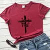 Kvinnors T-skjortor Cross Jesus First Cotton T-shirt Katolsk kristen bibel Top Tee Shirt Women Religious Christ Faith Tshirt Tshirt Tshirt