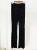 Pantaloni a due pezzi da donna HIGH STREET Est 2024 Designer Runway Suit Set Prospettiva elastica Tutina in velluto goffrato Top Flare 2 pezzi