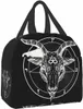 cover Pentagram with Dem Baphomet Satanic Goat Head Binary Symbol Portable Insulated Lunch Bag Lunch Box for Women Men Boy 77Zg#