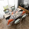 Tovaglia Arancione Nero Rombo Triangolo Tovaglie rettangolari Tovaglie da cucina Decorazioni riutilizzabili Tovaglie impermeabili per decorazioni per feste Y240401