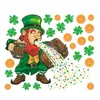 Window Stickers Sticking Green Clothes And Lucky Grass Irish Festival Self Adhesive Glass