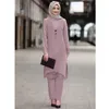 Etnische Kleding 2 Stuks Turkije Abaya Moslim Vrouwen Casual Lange Top Blouse Broek Set Plus Size Dubai Islamitische Kaftan Jurk Ramadan outfits