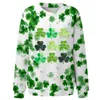 Kvinnors hoodies St Patricks Day Women Clover Print Hoodless Sweatshirt Girls Tee T Shirt Pullover Top Hoodie Hooded Hoody-Free Long Sleeve