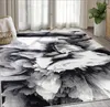 Carpets Tapis moderne à tourbillon floral noir et blanc 7'9" x 10'2" - Collection Arto géométrique contemporaine 3D