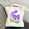 Femmes Shopper sac lesbienne fierté chat imprimé Kawaii sac Harajuku boutique toile Shopper sac fille sac à main fourre-tout épaule dame d8T6 #