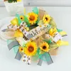 Decorative Flowers Flower Wreath Weather-resistant Easy To Care Colorfast No Watering Not Wither Sunflower Bee Festival Holiday Garland
