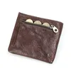 Echtes Leder Männer Brieftasche Kleine Bifold RFID Vintage Wrinke Leder Dünne Dünne Brieftaschen Reißverschluss Münzfach Männliche Geldbörse Kartenhalter N4L3 #