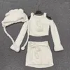 Robes de travail 2024 hiver Kawaii mode 3 pièces ensemble style japonais costume chaud femme chemisier décontracté Y2k mini jupe chapeau mignon vêtements solides