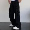 Men pantalones holgados múltiples bolsillos hip hop pantants de carga de la calle retro