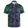 Polo da uomo Divertente polo stampata in 3d al neon per uomo Estate oversize manica corta personalità Street Tee Shirts Top Abbigliamento casual maschile