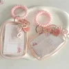 pink Kawai Cards Holder for Students Korean Fi Acrylic Transparent ID Bus Card Organizer Holder Photocard with Pendant L1Ar#