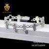 Buss Down Hip Hop Jewelry Custom Baguette Moissanite Diamond Fashion Cross Design Cuban Link Chain Bracelet For Men Women