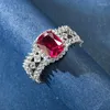 Cluster Rings SpringLady Vintage 925 Sterling Silver 6 8MM Lab Sapphire Ruby Gemstone Engagement Jewelry Cocktail Party Ring For Women