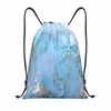 blue Marble Drawstring Backpack Women Men Sport Gym Sackpack Foldable Training Bag Sack Z2gc#