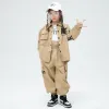 Jungen Khaki Langarm Hemd Jacke Streetwear Taktische Frachtrichter Hosen Kids Kpop Hip Hop Kleidung Mädchen Tanzkostüm 3-16 Y.