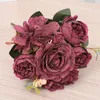 Decorative Flowers European Silk Peony Artificial Flower Fake Bouquet For Home Decoration Wedding Party Bride Holding Arrangement