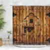 Shower Curtains Rustic Wooden Board Curtain Farmhouse Old Wood Plank Dark Brown Bath Fabric Bathroom Accessorry Sets With Hooks
