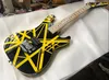 Guitare électrique OEM d'usine, guitare noire et jaune EV Stripe série H, touche en érable, pont trémolo Floyd Rose