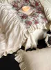Set di biancheria da letto in quattro pezzi di cotone pieghettato floreale copripiumino principessa francese romantico pianta fiore jacquard spazzola casa 1,8 m grande 1 pezzo