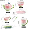Tasses soucoupes pastorale européenne émail Rose tasse en céramique maison après-midi thé cafetière bol à salade assiette à Dessert ensemble cadeau pour les amis
