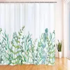 Rideaux de douche rideau avec 12 crochets feuilles Textile lavable enfants baignoire impression numérique 180X180 Cm blanc vert vente au détail