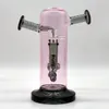 2024 Heady Glass Neo Fab 두 방향 빨려 조인트 핑크 9 인치 유리 봉수 파이프 봉 담배 흡연 튜브 14mm 그릇 DAB RIG Recycler Bubbler Pipes