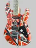 Heavy Relic Edward Van Halen Franken Stein Chitarra elettrica White Black Stripe Red, Floyd Rose Tremolo Bridge Dado di bloccaggio, Bottone speciale per cinturino