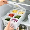 Aufbewahrung Flaschen Frisch aufbewahren Abflusskasten 6-in-1 wiederverwendbares Obst-Organizer Mülleimer Kühlschrank Frischwecker Lebensmittelsieb