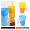 Cups Saucers 1000ml Stadium Tumbler Multifunction Snack And Drink Cup With Straw Leak-Proof 2 In 1 Color Changing For Kids Adults