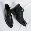 botas de alta qualidade de couro de couro botas masculinas outono inverno preto botas de broga de crocodilo padrony boots no tornozelo sapatos masculinos