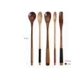 Spoons 1PC Wooden Spoon Kitchen Cooking Utensils Tool Honey Milk Tableware Long Handle Teaspoon Soup