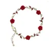 Charm Bracelets Rose Bracelet Valentine's Day Gift Flower Chain French Romantic Adjustable Alloy Girl Red