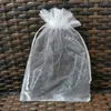 100 st/parti 5x7 17x23 35x50cm stora vita organza väskor dragkroppar för smycken pärlor bröllop fest presentförpackning väska logotyp o0rs#