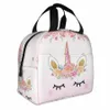 cute Unicorn Carto Pattern Portable Lunch Box Women Waterproof Thermal Cooler Food Insulated Lunch Bag School Children Student Y0GL#