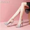 Sandals Women Bling Crystal Platform Summer Wedding Party Prom Pumps Ankle Strap Peep Toe High Heels Fashion Rhinestone Shoes