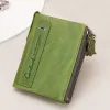 Äkta läder plånböcker för kvinnor män kort bifold fi gröna pursar korthållare mynt purse mey clip sedlar koppling plånbok w4pe#