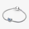 Blue Butterfly Sparkling Charm Pandoras 925 Sterling Silver Luxury Charm Set Armband Making Beaded Charms Designer Halsband Pendant Original Box Wholesale