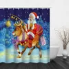 Shower Curtains Christmas Curtain Winter Santa Claus Elk Snowman Tree Pine Branches Colorful Balls Bathroom Decor