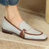 Scarpe casual da donna in vera pelle colori misti patchwork punta tonda slip-on mocassini per il tempo libero mocassini morbidi e comodi scarpa quotidiana