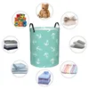 Laundry Bags Folding Basket White Anchor Mint Green Pattern Dirty Clothes Toys Storage Bucket Wardrobe Clothing Organizer Hamper